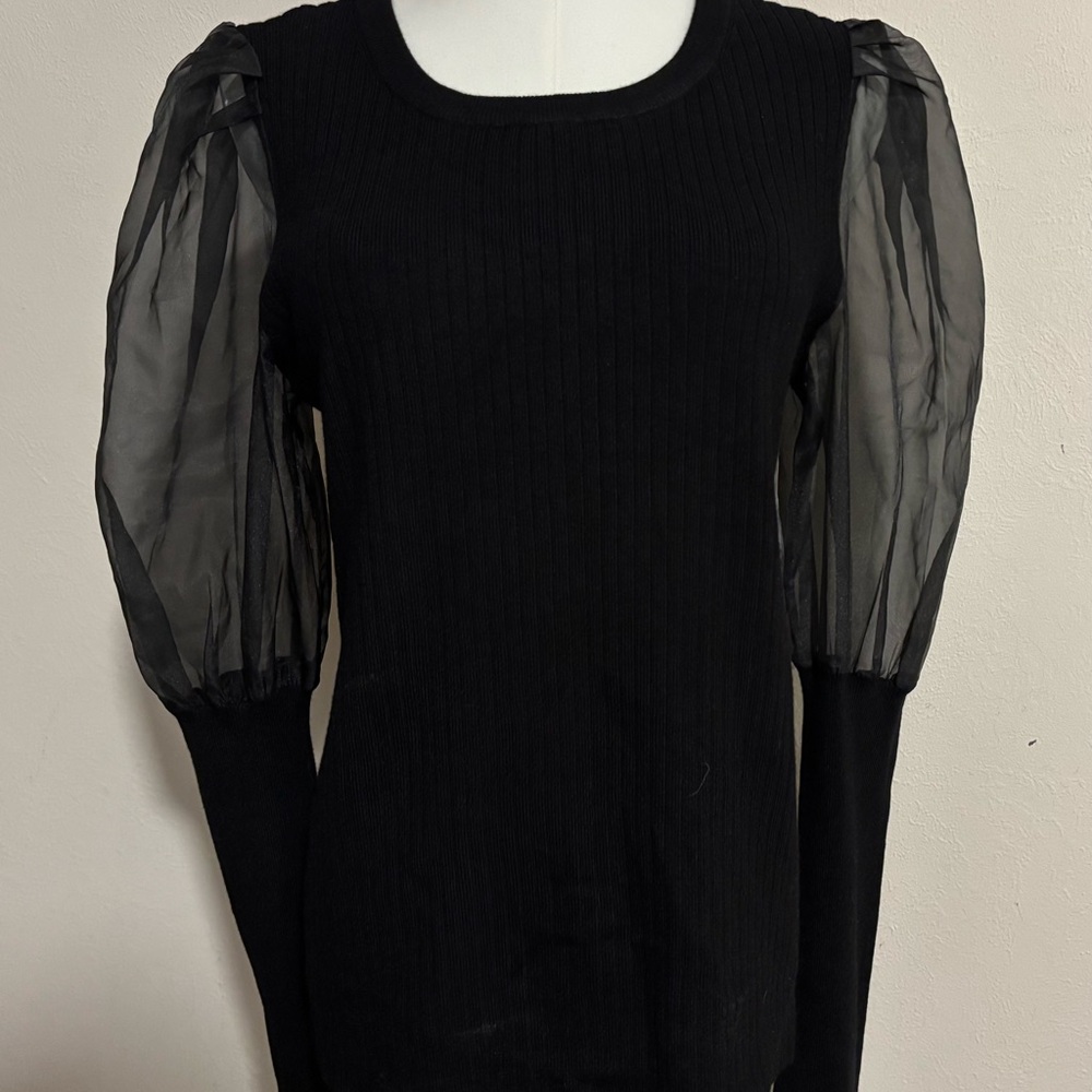 Design History Sweater Puff Sleeve Mixed Media Eloise Black XL NWT New - Picture 4 of 8